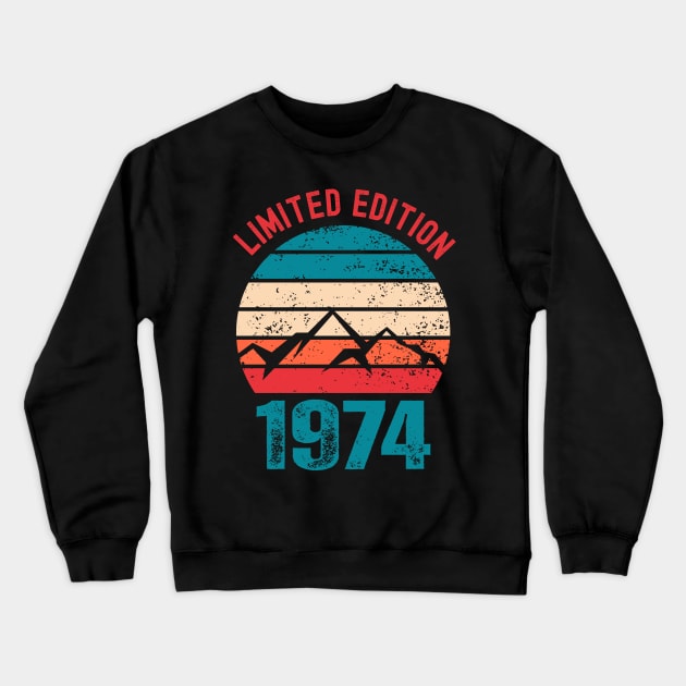 Limited Edition 1974 Vintage Sunset Mountain Climbing Hiking Crewneck Sweatshirt by Swagmart